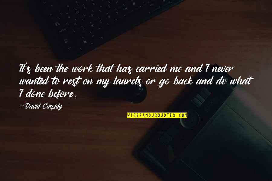 Finances And Marriage Quotes By David Cassidy: It's been the work that has carried me