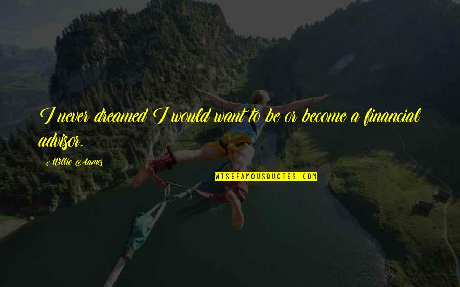 Financial Advisor Quotes By Willie Aames: I never dreamed I would want to be