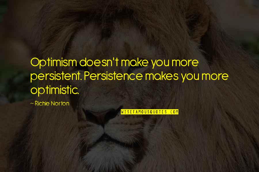 Financial Problem Quotes By Richie Norton: Optimism doesn't make you more persistent. Persistence makes