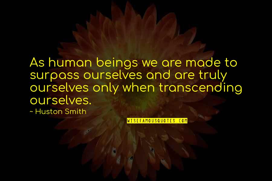 Financial Risk Management Quotes By Huston Smith: As human beings we are made to surpass