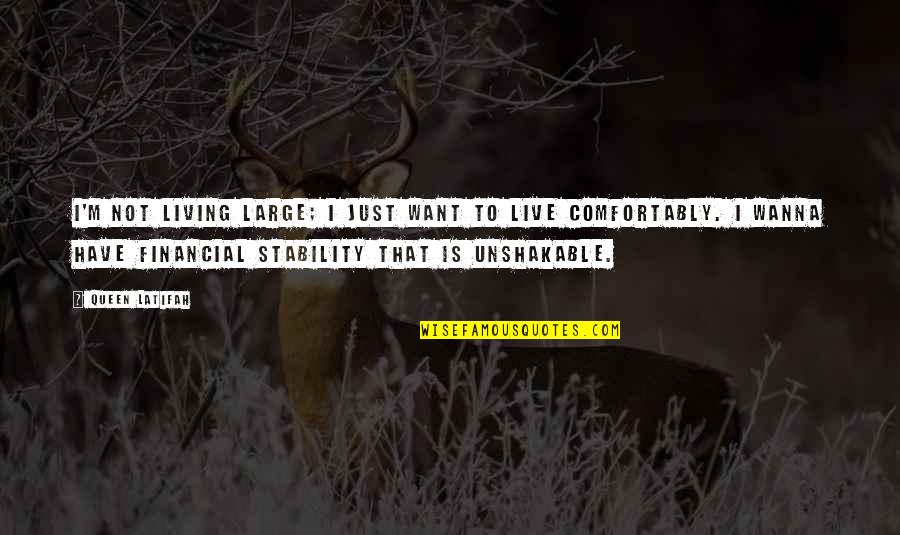 Financial Stability Quotes By Queen Latifah: I'm not living large; I just want to