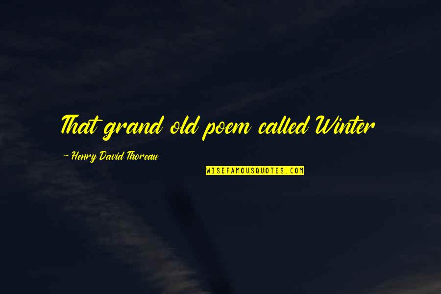 Financial Words Of Wisdom Quotes By Henry David Thoreau: That grand old poem called Winter
