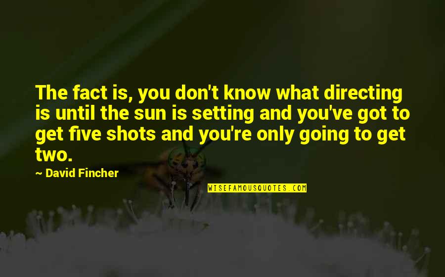 Fincher Quotes By David Fincher: The fact is, you don't know what directing
