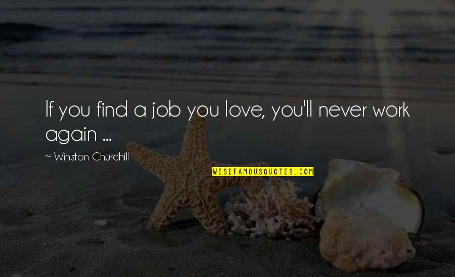 Find A Job Quotes By Winston Churchill: If you find a job you love, you'll