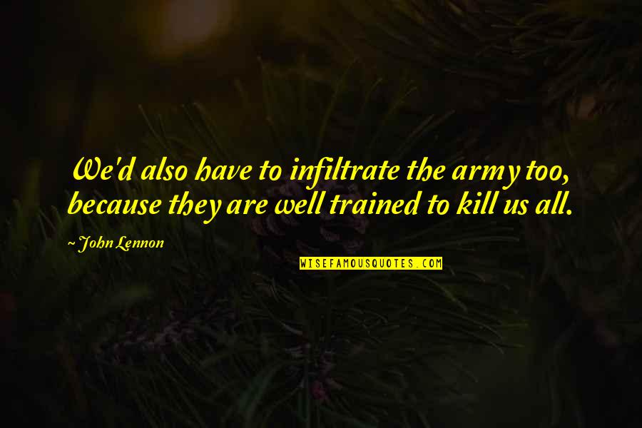 Find Aftermarket Quotes By John Lennon: We'd also have to infiltrate the army too, Find Aftermarket Quotes By John Lennon: We'd also have to infiltrate the army too,
