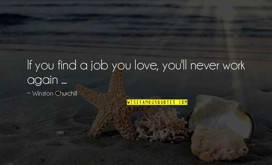 Find Love Again Quotes By Winston Churchill: If you find a job you love, you'll