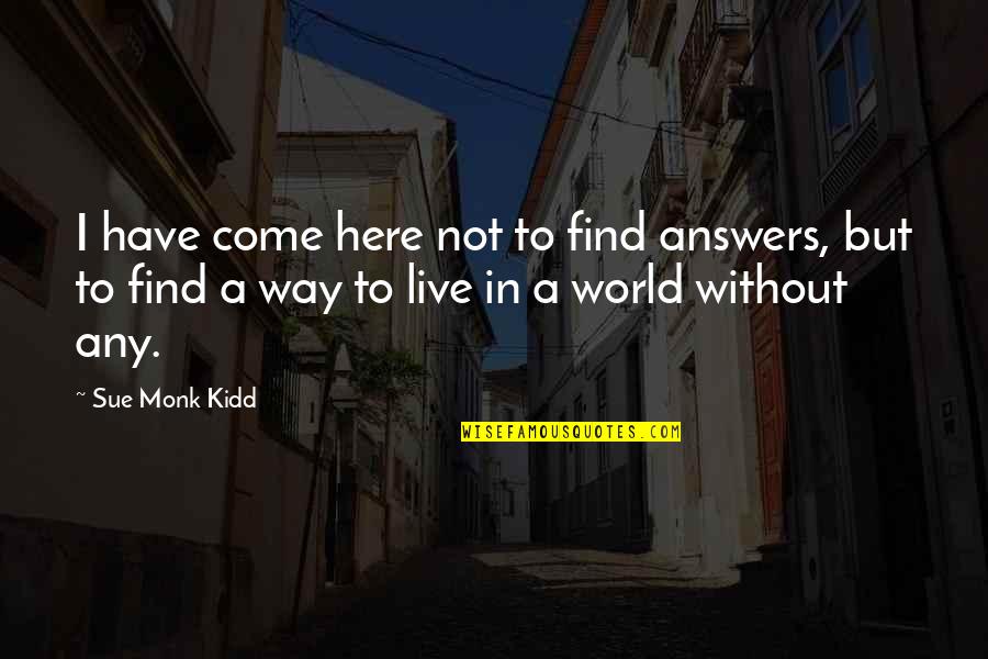 Find Meaning In Your Life Quotes By Sue Monk Kidd: I have come here not to find answers, Find Meaning In Your Life Quotes By Sue Monk Kidd: I have come here not to find answers,