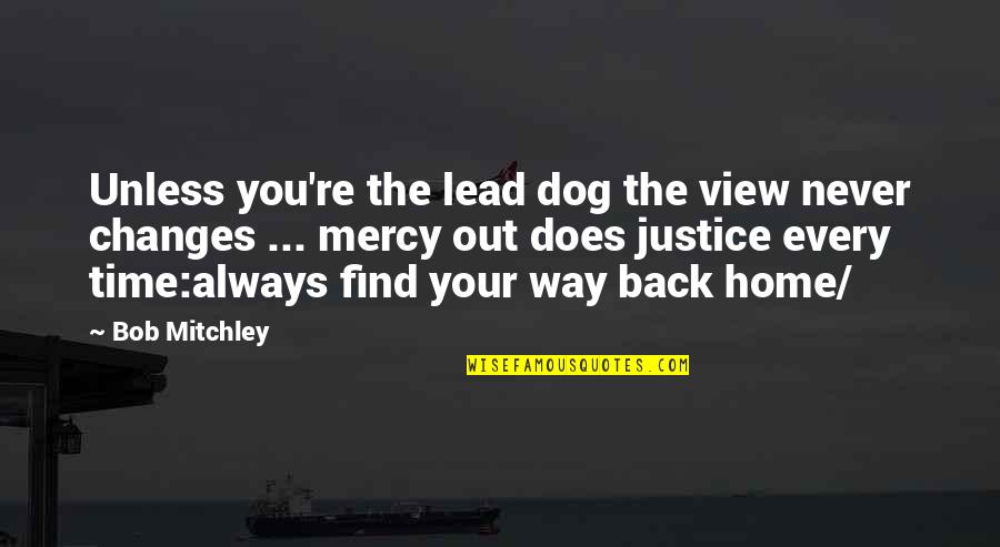 Find My Way Back Quotes By Bob Mitchley: Unless you're the lead dog the view never