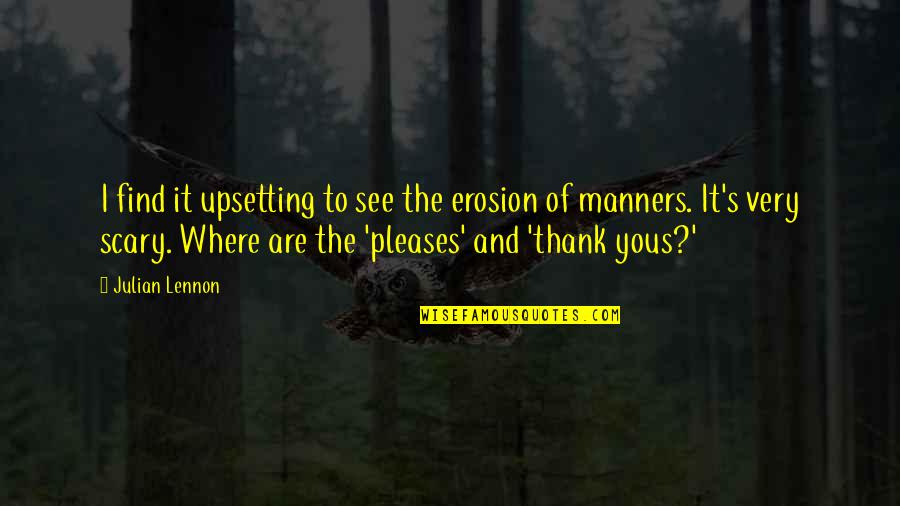 Find Thank You Quotes By Julian Lennon: I find it upsetting to see the erosion