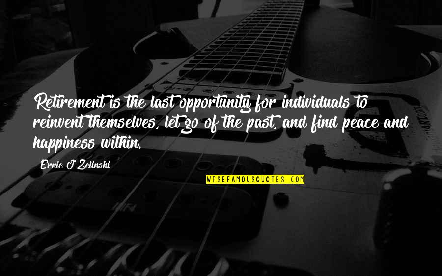 Find The Happiness Quotes By Ernie J Zelinski: Retirement is the last opportunity for individuals to