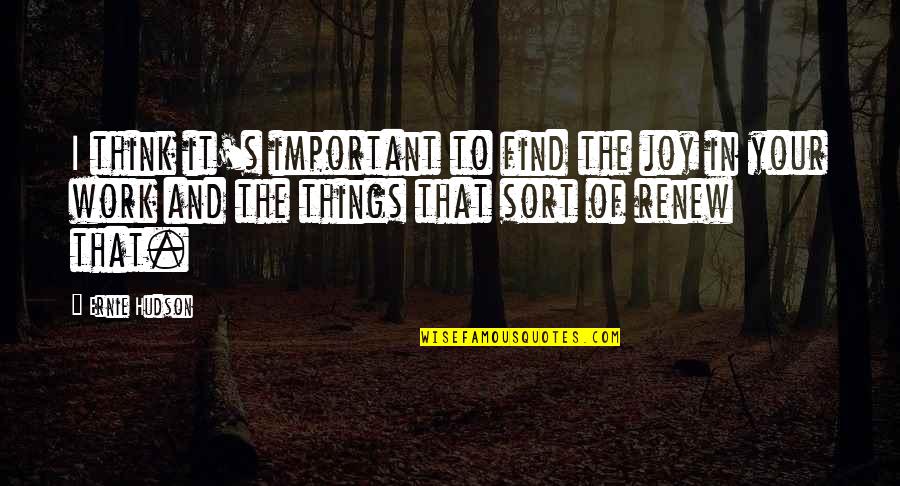 Find The Joy Quotes By Ernie Hudson: I think it's important to find the joy