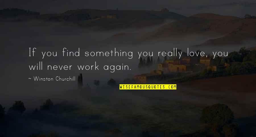 Find You Again Quotes By Winston Churchill: If you find something you really love, you