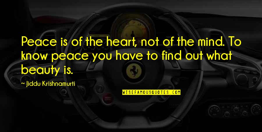 Find Your Beauty Quotes By Jiddu Krishnamurti: Peace is of the heart, not of the