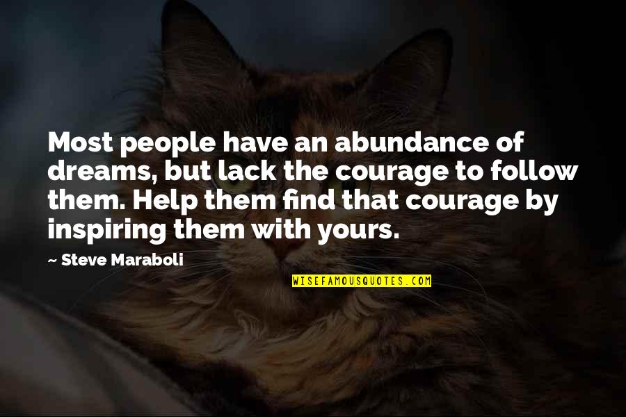 Find Your Courage Quotes By Steve Maraboli: Most people have an abundance of dreams, but