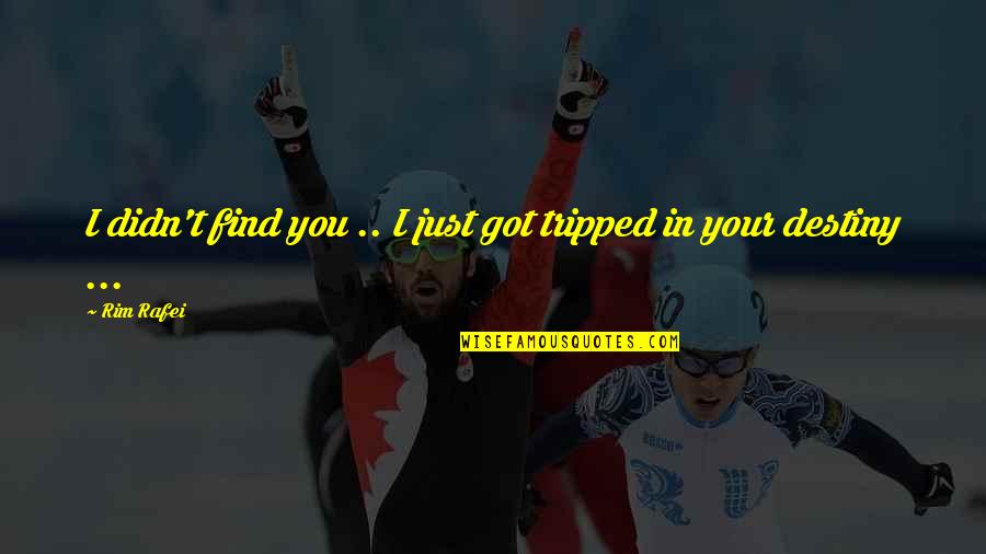 Find Your Destiny Quotes By Rim Rafei: I didn't find you .. I just got