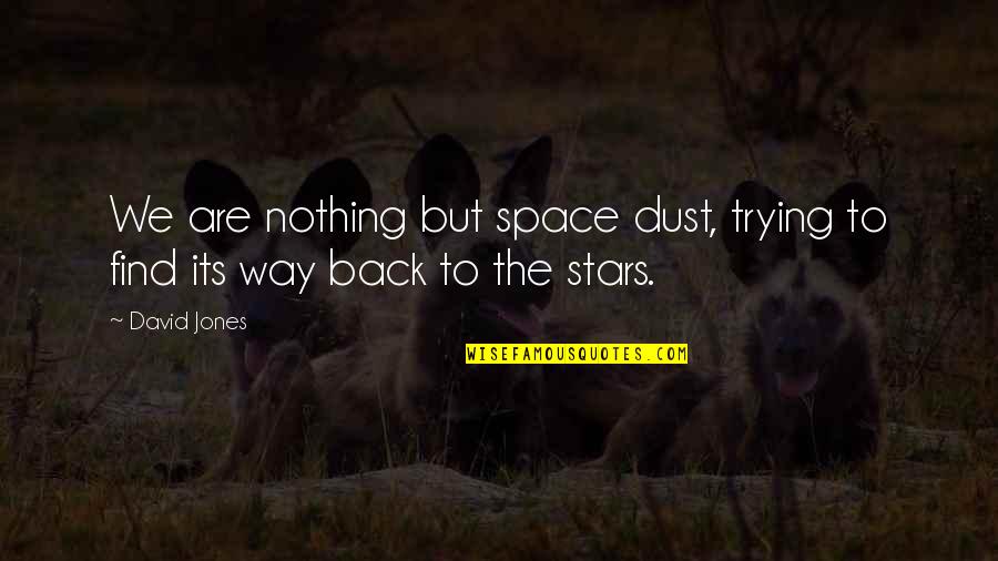 Find Your Space Quotes By David Jones: We are nothing but space dust, trying to