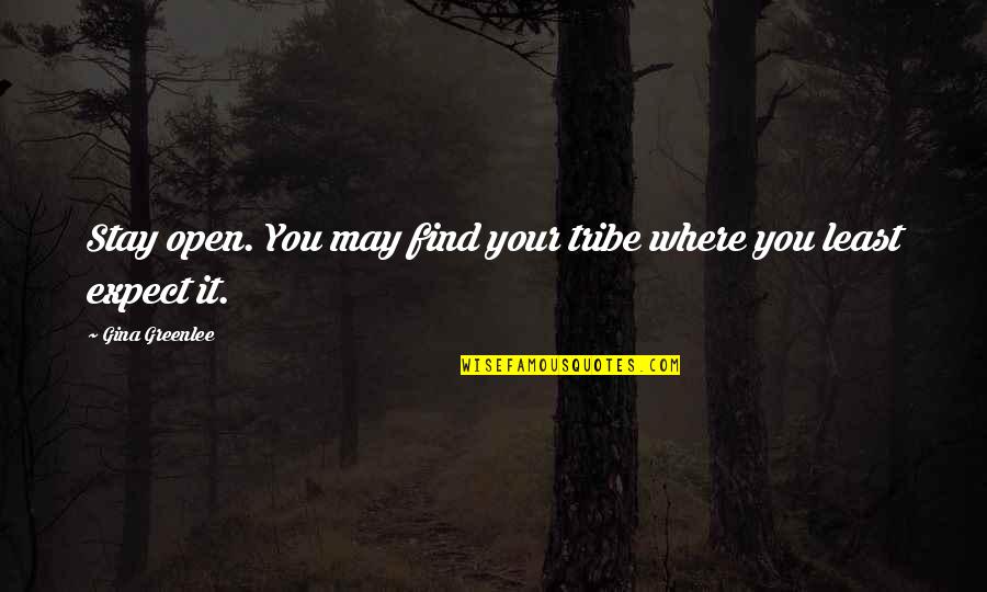 Find Your Tribe Quotes By Gina Greenlee: Stay open. You may find your tribe where