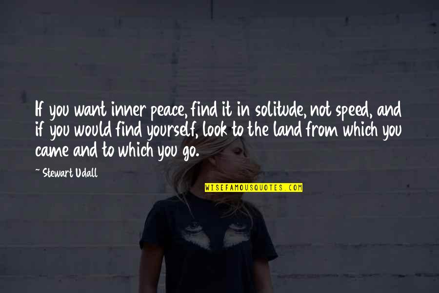 Find Yourself Quotes By Stewart Udall: If you want inner peace, find it in