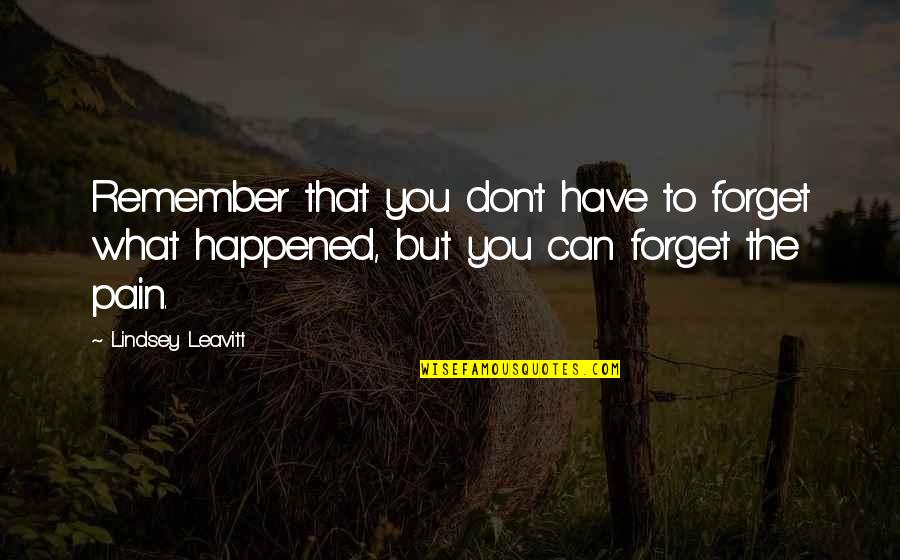 Finden Konjugation Quotes By Lindsey Leavitt: Remember that you don't have to forget what Finden Konjugation Quotes By Lindsey Leavitt: Remember that you don't have to forget what