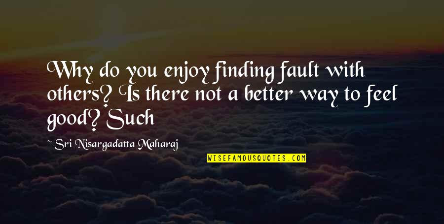 Finding A Better Way Quotes By Sri Nisargadatta Maharaj: Why do you enjoy finding fault with others?
