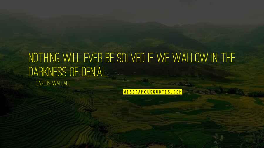 Finding Good In The World Quotes By Carlos Wallace: Nothing will ever be solved if we wallow