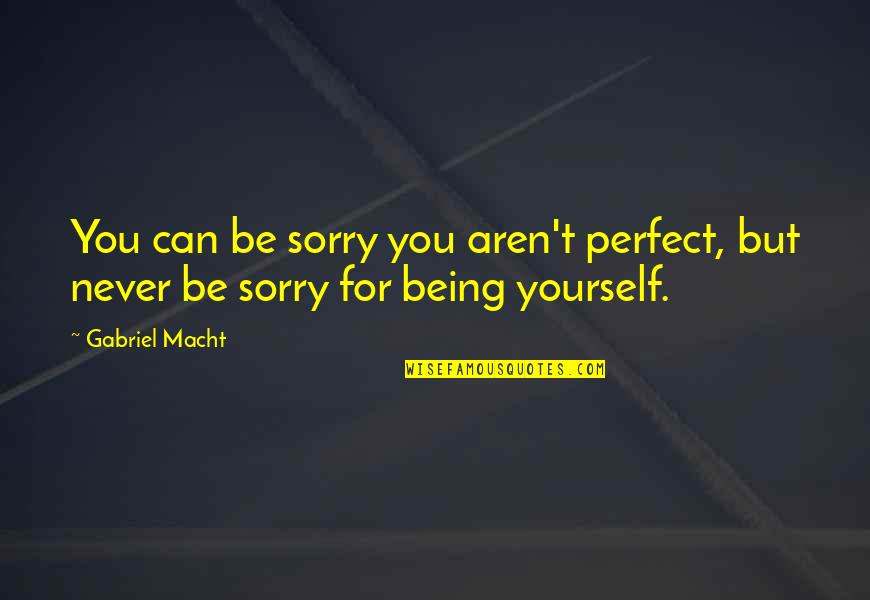 Finding Jesus Quotes By Gabriel Macht: You can be sorry you aren't perfect, but