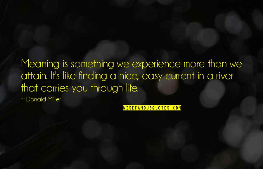 Finding Meaning In Life Quotes By Donald Miller: Meaning is something we experience more than we