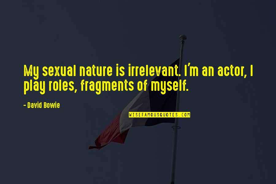 Finding Nemo Bruce Shark Quotes By David Bowie: My sexual nature is irrelevant. I'm an actor,