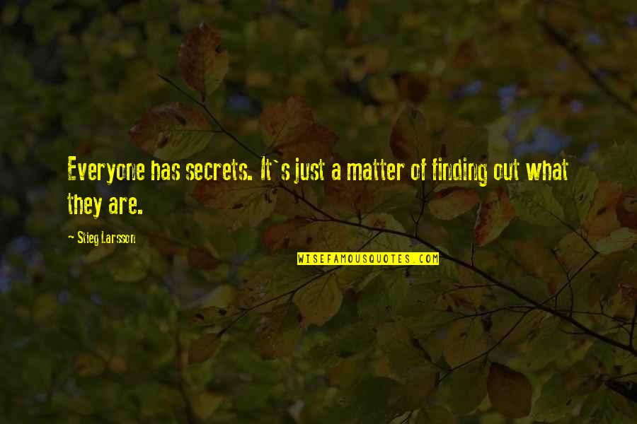 Finding Out Secrets Quotes By Stieg Larsson: Everyone has secrets. It's just a matter of