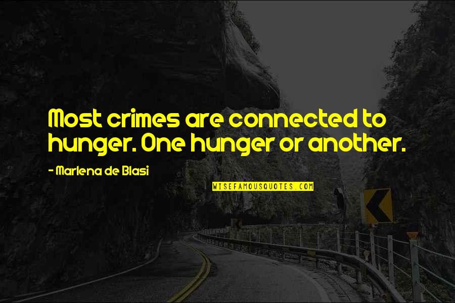 Finding Peace In Your Life Quotes By Marlena De Blasi: Most crimes are connected to hunger. One hunger