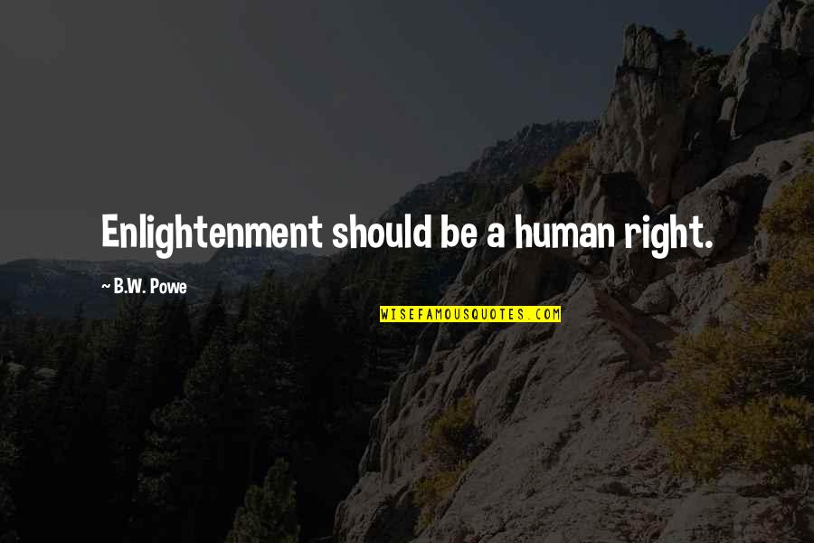 Finding Sanity Quotes By B.W. Powe: Enlightenment should be a human right.