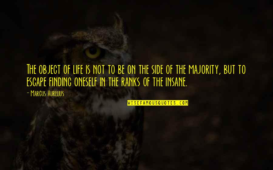 Finding Sanity Quotes By Marcus Aurelius: The object of life is not to be