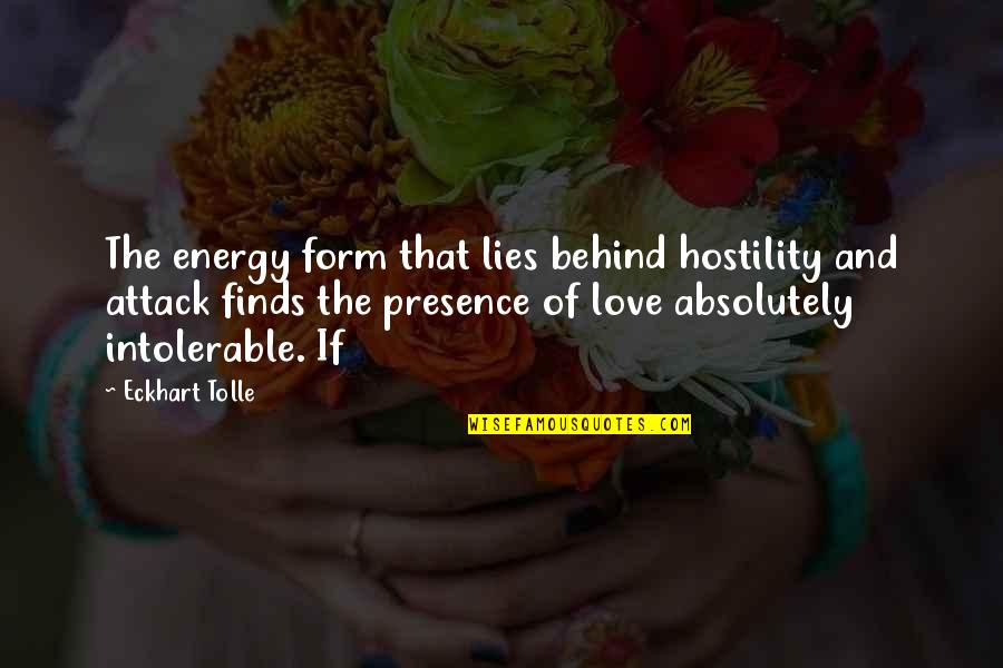 Finding Someone Who Quotes By Eckhart Tolle: The energy form that lies behind hostility and