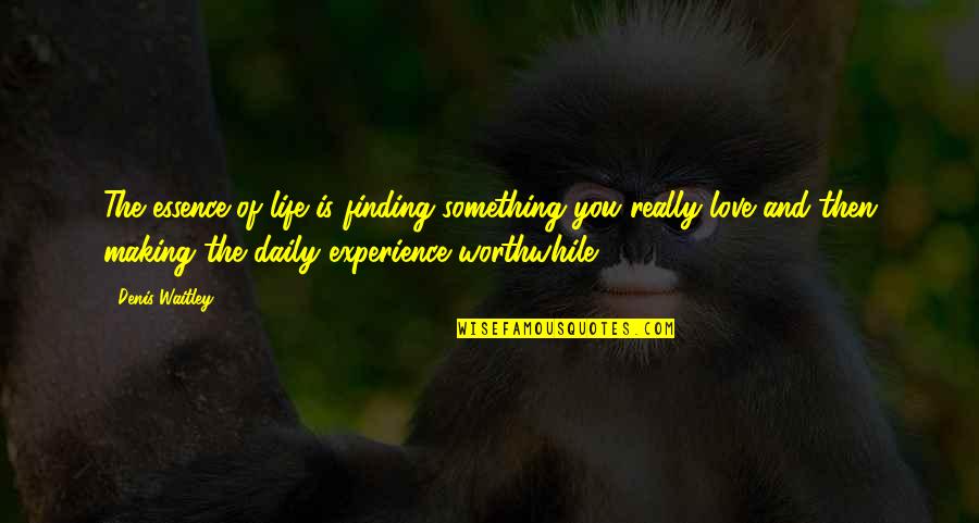 Finding The Love Quotes By Denis Waitley: The essence of life is finding something you