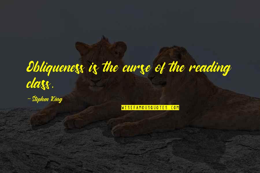 Finding The Perfect Relationship Quotes By Stephen King: Obliqueness is the curse of the reading class.