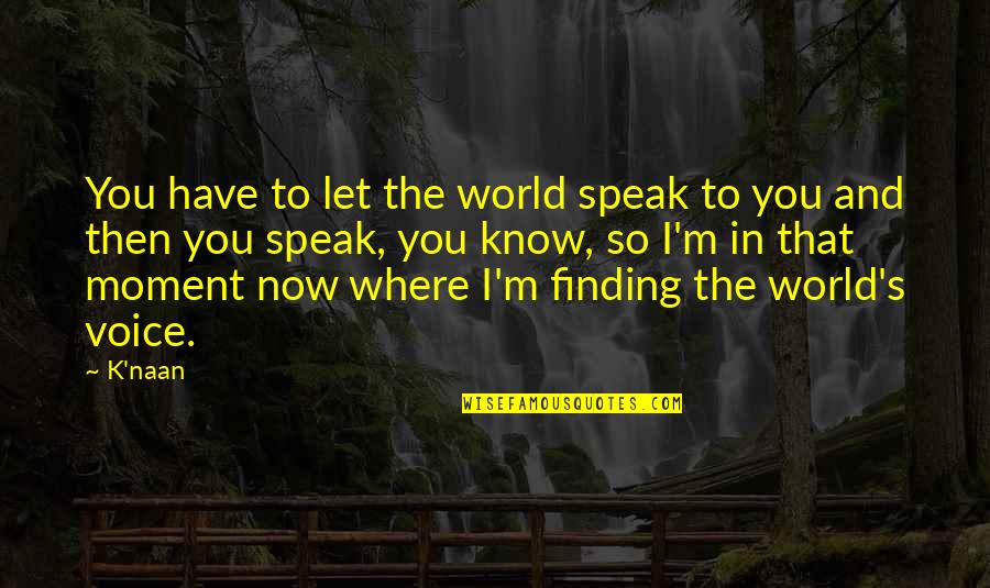 Finding Your Voice Quotes By K'naan: You have to let the world speak to