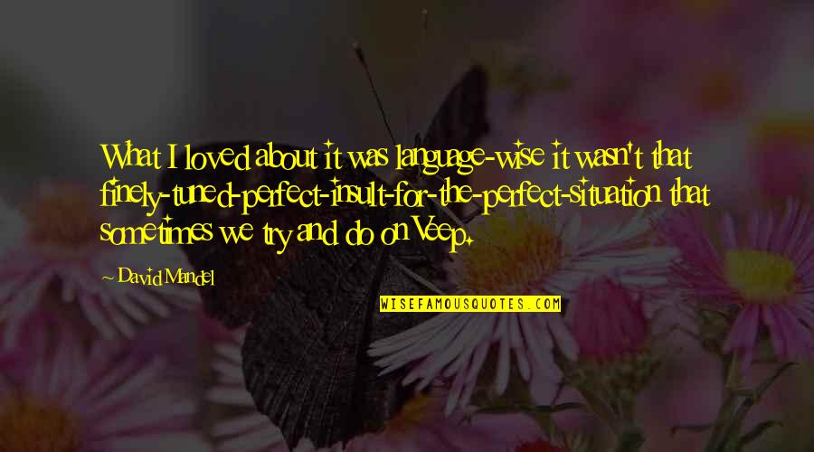 Finely Quotes By David Mandel: What I loved about it was language-wise it Finely Quotes By David Mandel: What I loved about it was language-wise it