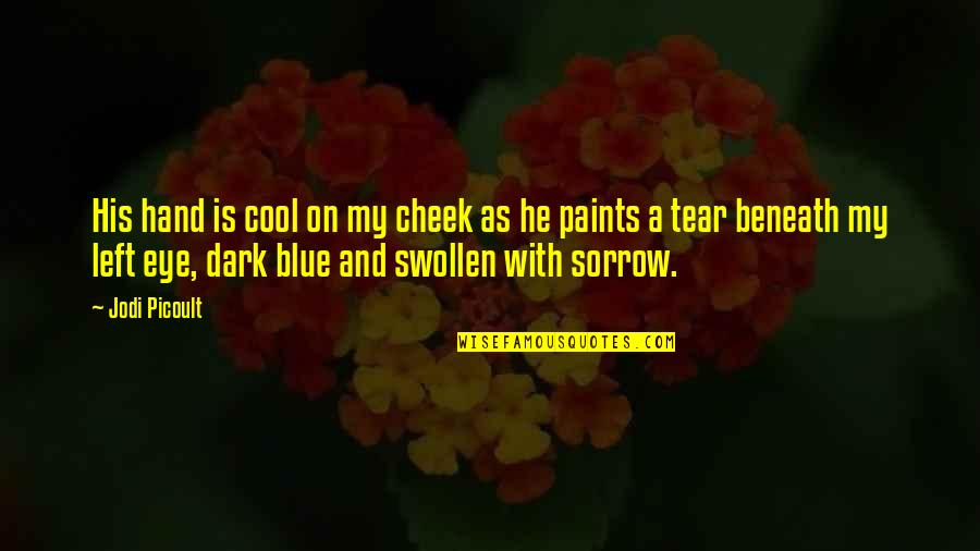 Fingerprints And Poetry Quotes By Jodi Picoult: His hand is cool on my cheek as Fingerprints And Poetry Quotes By Jodi Picoult: His hand is cool on my cheek as