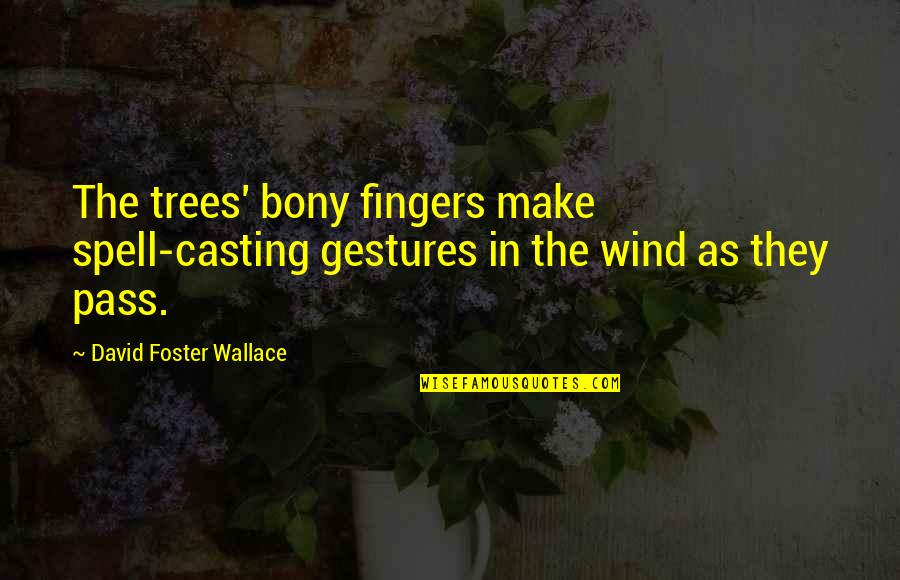 Fingers Quotes By David Foster Wallace: The trees' bony fingers make spell-casting gestures in