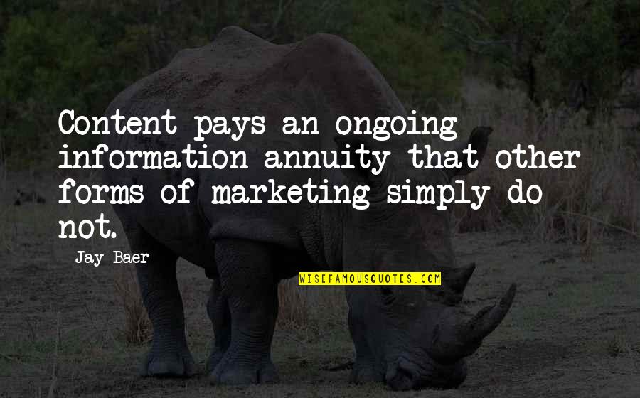 Finiels Quotes By Jay Baer: Content pays an ongoing information annuity that other