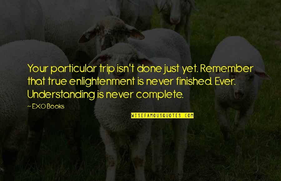 Finished And Done Quotes By EXO Books: Your particular trip isn't done just yet. Remember