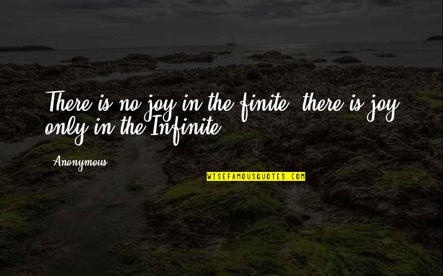 Finite Quotes By Anonymous: There is no joy in the finite; there