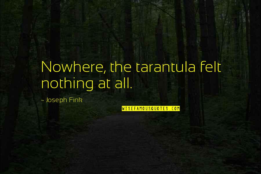 Fink-nottle Quotes By Joseph Fink: Nowhere, the tarantula felt nothing at all.