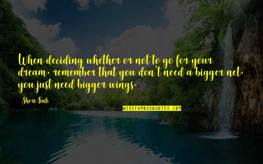 Fink Quotes By Sheri Fink: When deciding whether or not to go for Fink Quotes By Sheri Fink: When deciding whether or not to go for