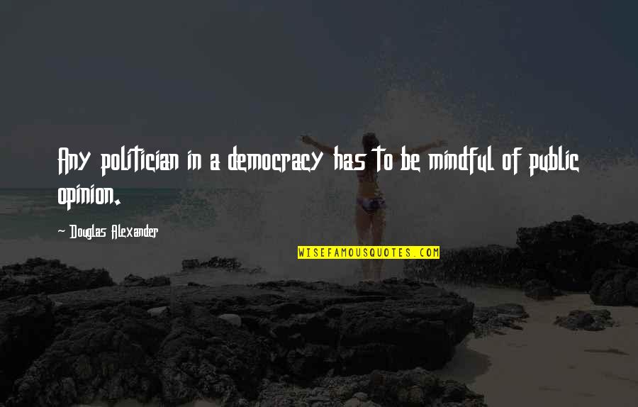Fintan Warfield Quotes By Douglas Alexander: Any politician in a democracy has to be Fintan Warfield Quotes By Douglas Alexander: Any politician in a democracy has to be
