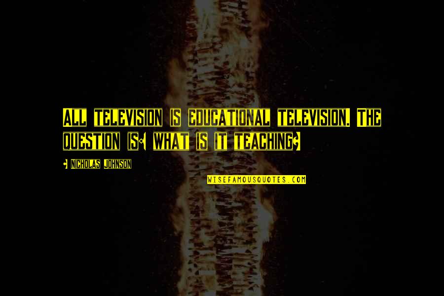 Finuoli Disposable Cameras Quotes By Nicholas Johnson: All television is educational television. The question is: