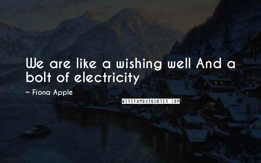 Fiona Apple quotes: We are like a wishing well And a bolt of electricity