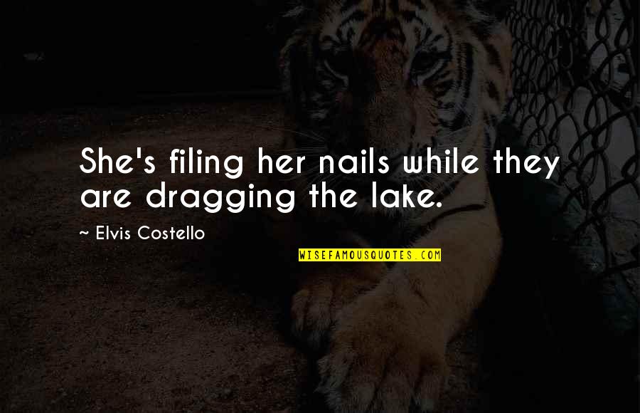 Fionn Quotes By Elvis Costello: She's filing her nails while they are dragging Fionn Quotes By Elvis Costello: She's filing her nails while they are dragging