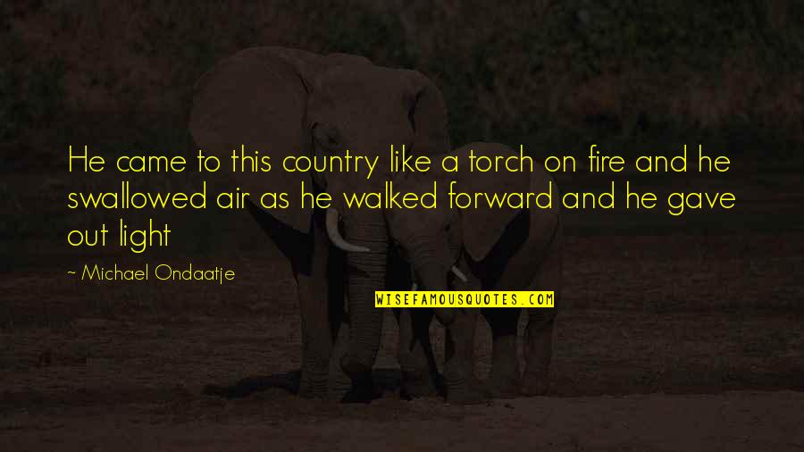 Fire Air Quotes By Michael Ondaatje: He came to this country like a torch