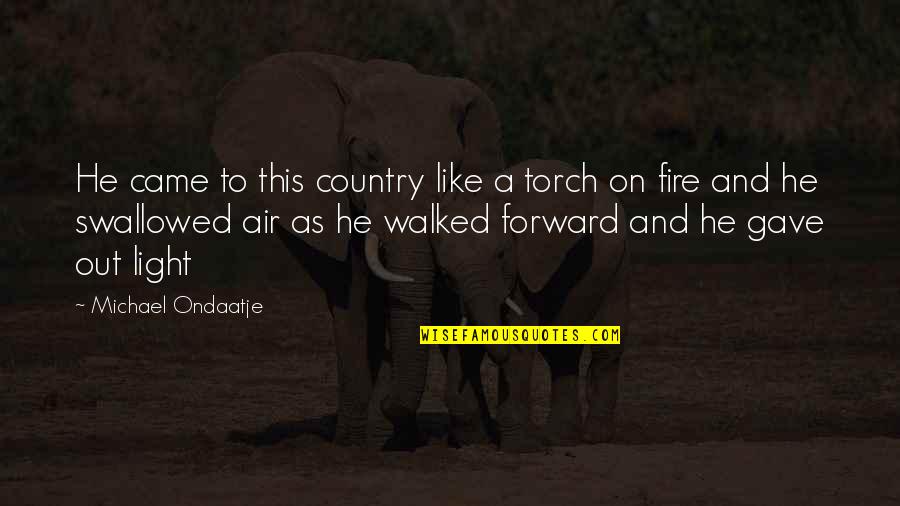 Fire And Air Quotes By Michael Ondaatje: He came to this country like a torch